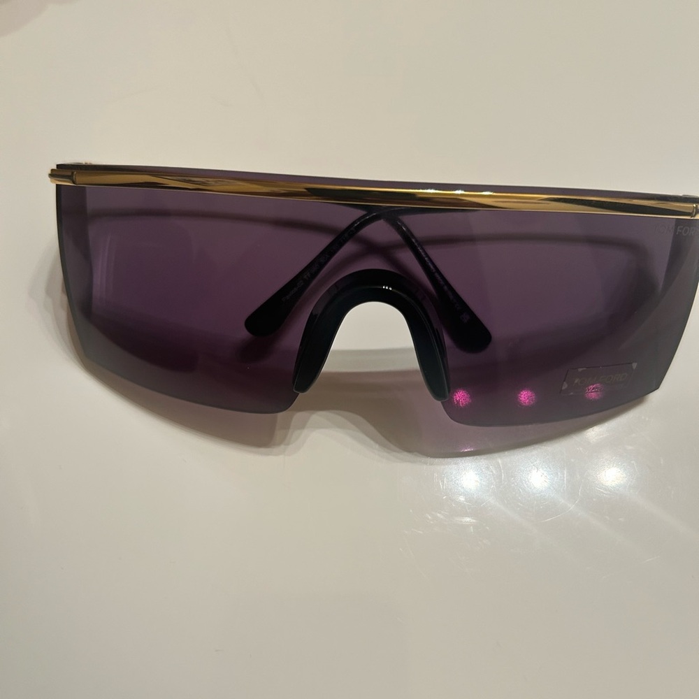 Tom Ford Purple Shield Sunglasses with Gold Accent